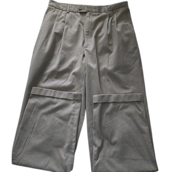 Haggar Other - Haggar Men's Khaki Pleated Dress Pants Relaxed Fit 34x34 Cotton Polyester